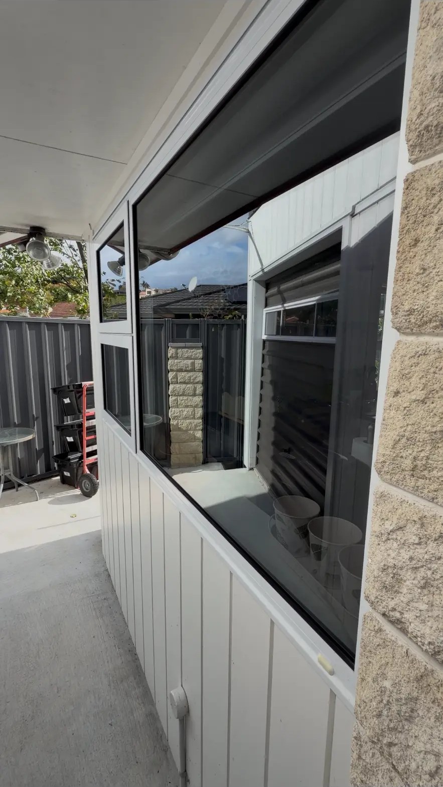 Freshly cleaned aluminium joinery windows on a Christchurch home